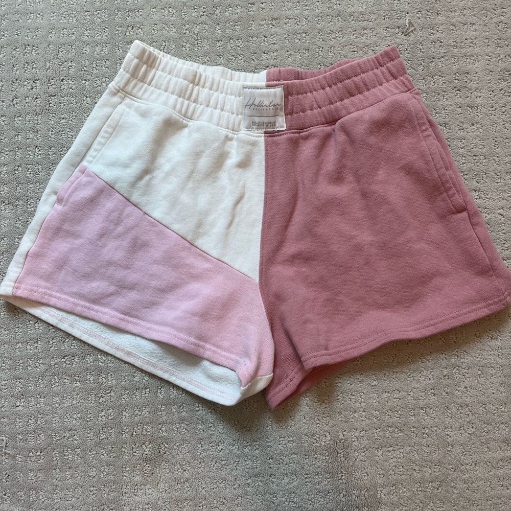 Hollister Two-Tone Pink and White Sweatshorts